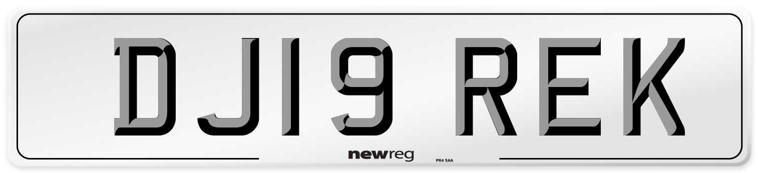 DJ19 REK Number Plate from New Reg